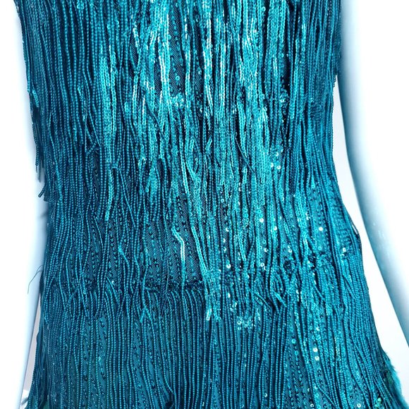 Emerald Green, Twenties Style Sequin Dress - Picture 3 of 4